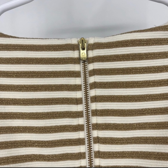 LILY PULITZER BRIELLE METALLIC STRIPE FLARE DRESS TANK DRESS GOLD CREAM - Picture 6 of 8